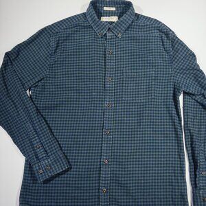 Hawker Rye Men's Button-down Slim Shirt Green Blue Plaid - Size Medium